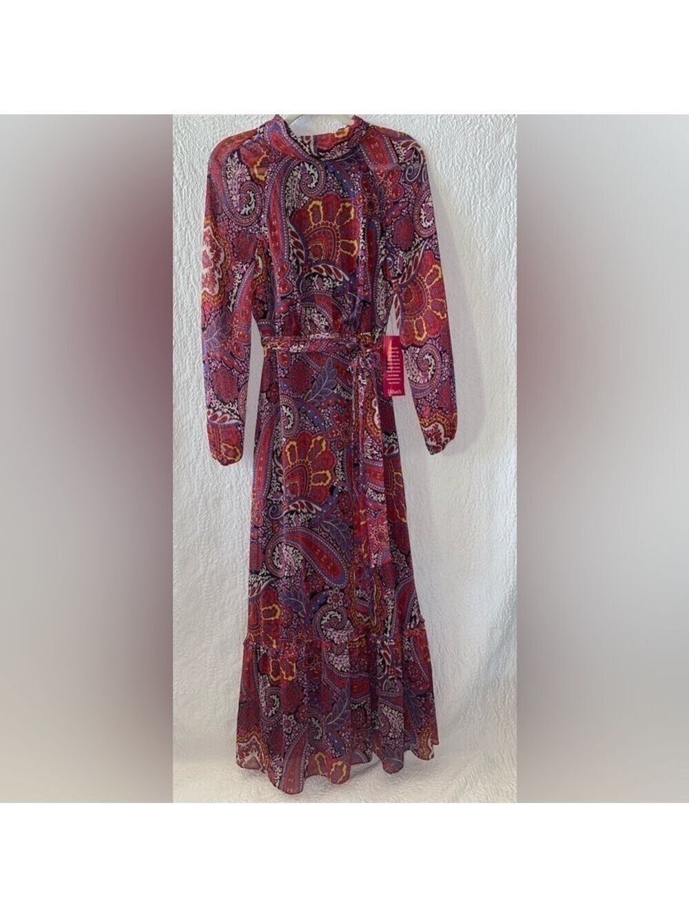 TAHARI By Arthur S. Levine Mock Neck Paisley Print Long Sleeve Maxi Dress NWOT - Picture 9 of 14